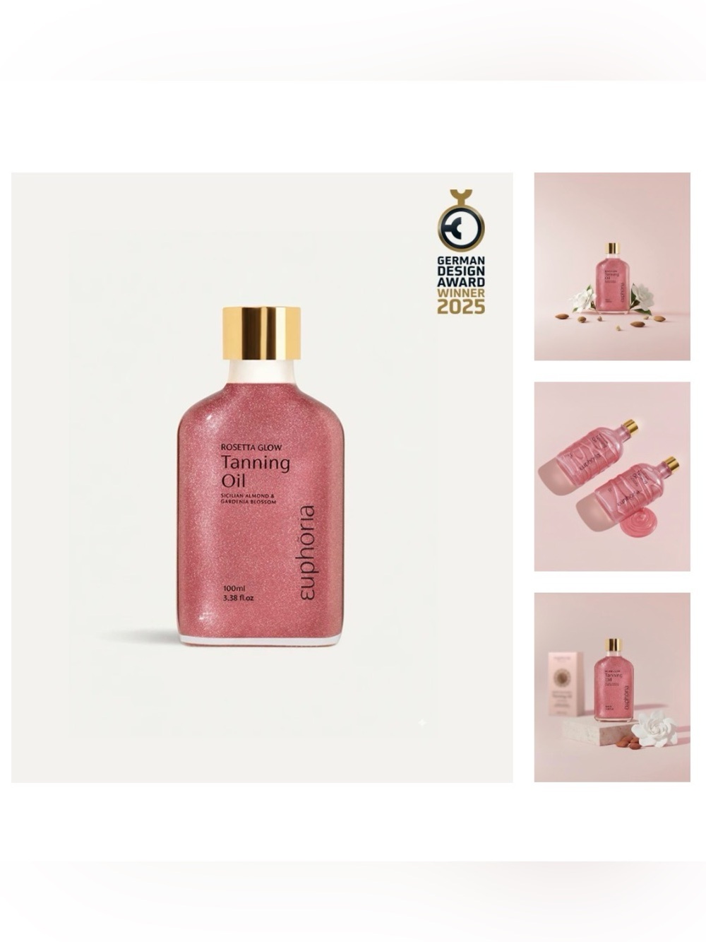 Euphoria Rosetta Glow Tanning Oil — Shimmery Rose Pink
